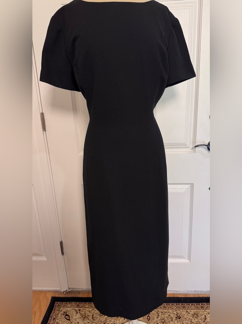 Vintage 90s Maggy London by Kenneth Nolan Black Midi Dress 12 Sheath Party Goth